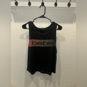 bebe Sport Black Athletic Tank Top with Logo Tag